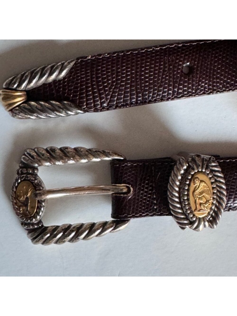 Brighton Brown Leather Belt Museum Collection M 37809 Sphinx Pegasus Vintage 90s - Picture 7 of 16